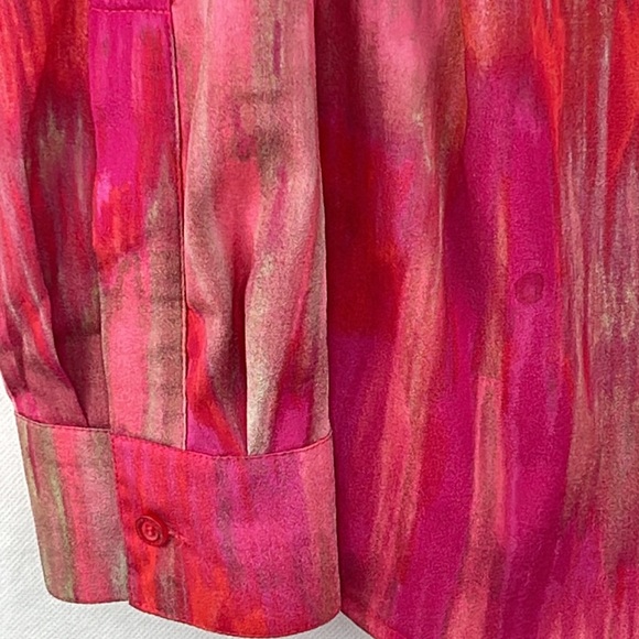 Calvin Klein Pink & Gold Brush Stroke Blouse - Picture 4 of 7